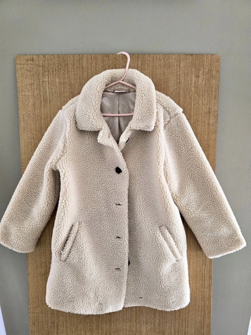 Hanna Andersson Faux Shearling Jacket Cream Girls Size 8